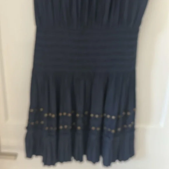 Ramy Brook Blue Embellished Ruched Sheath Dress - Picture 6 of 8
